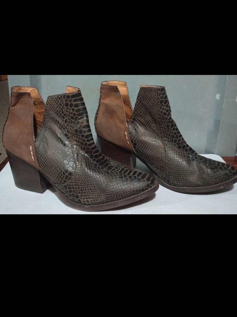 Not Rated Brown Faux-Snake Skin Ankle Booties